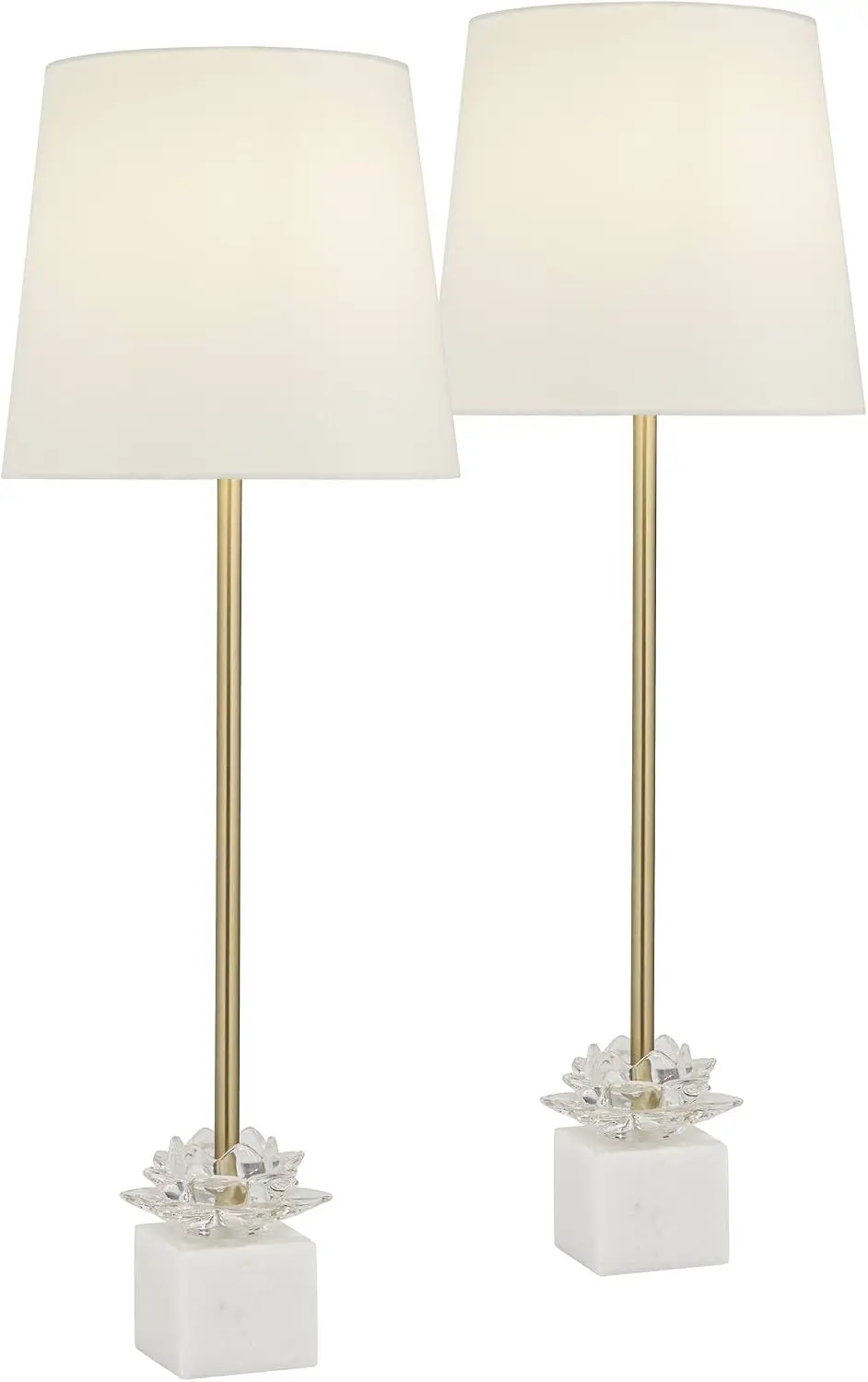 Modern Glass Buffet Table Lamp Duo Gold Marble Phoebe Height 28 5 Inches