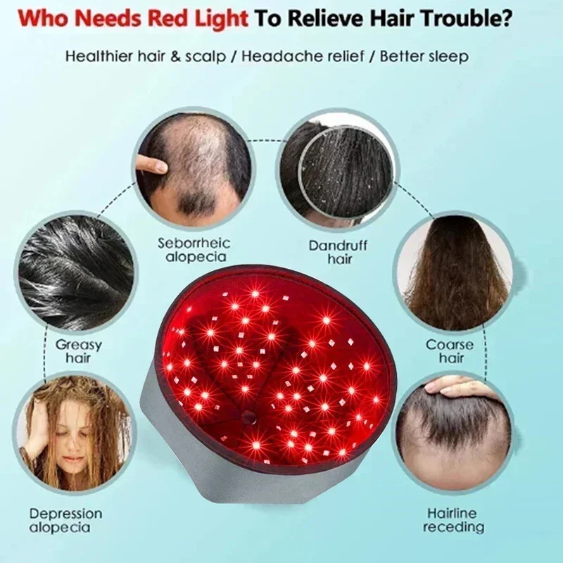 Popular Scalp Massager Hat 660nm 830nm Red Near Infrared Hair Regrowth Helmet Red Light Therapy Cap Hair Loss Treatment view 3