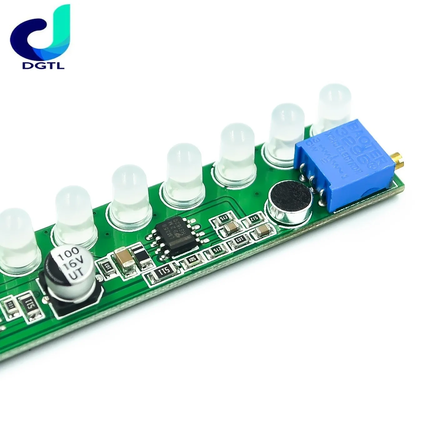 Mono Sound Control Nível Indicador, Música Melody Light, Audio Sensing Light, 4-Color Mixing, Sensibilidade ajustável