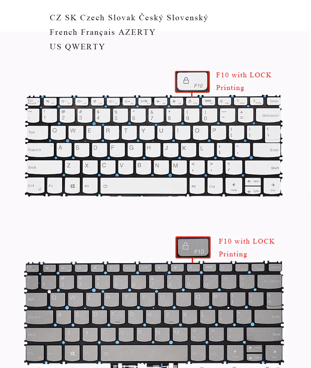 New French AZERTY Czech Slovak US Keyboard for LENOVO YOGA SLIM 7-13ITL05 7-13ACN05 Carbon 13ITL5 SN21A19932 BAKCLIT, no Frame