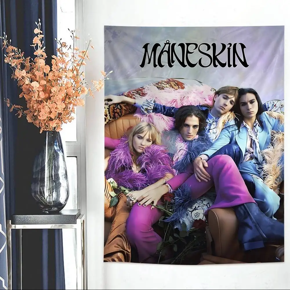 retro Italian rock M-Maneskin band  Anime Tapestry Hippie Flower Wall Carpets Dorm Decor Cheap Hippie Wall Hanging