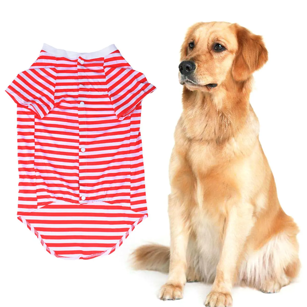 

Large Dog Clothes Striped T Shirt for Husky Golden Big Size UV Protection Travel Dog Vest Shirts Clothing Pet Supplies