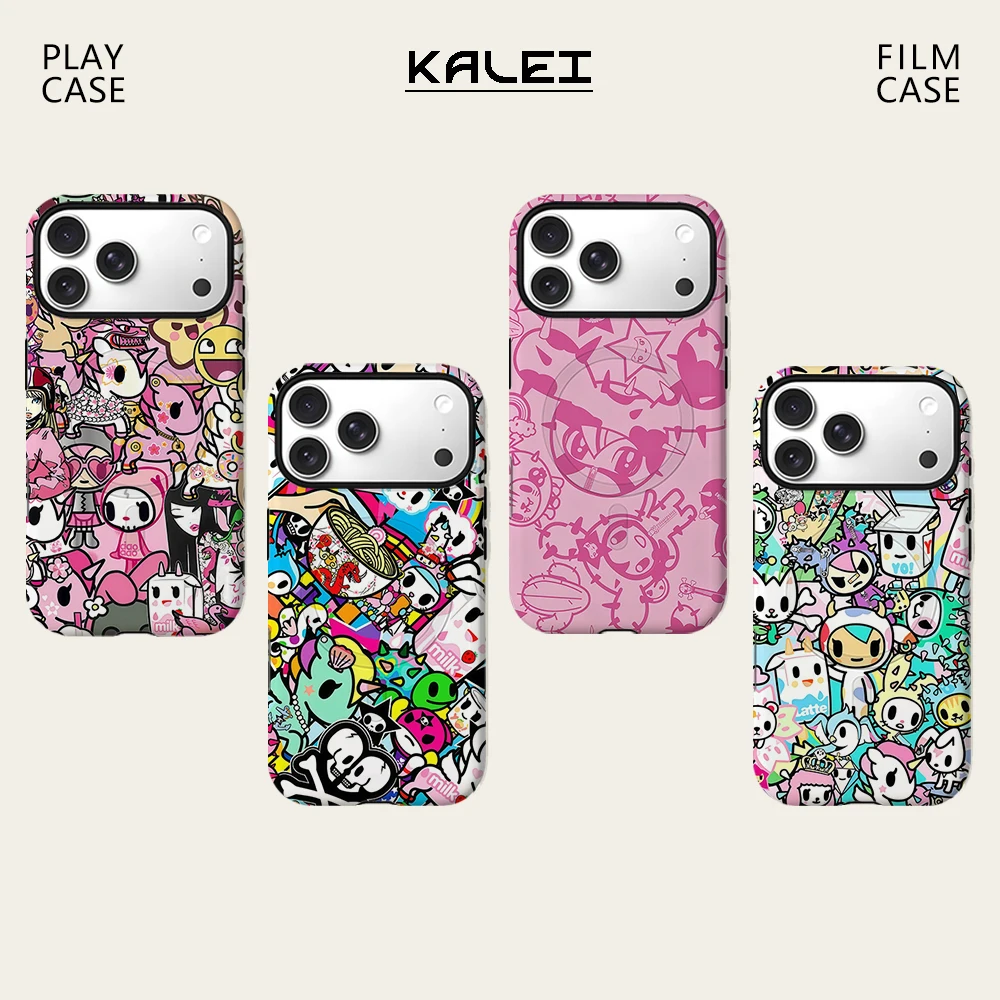 Kawaii T-TokidokiS Magnetische Handyhülle für iPhone 17 16 15 14 13 Pro Max Plus Einzel- und Doppelschichtige Robuste Hülle