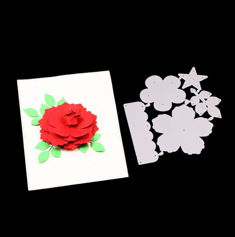 Layred Flower Leaves Metal Cutting Dies Stencil Scrapbook Diy Album Stamp Paper Card Embossing Decor Craft Knife Mould