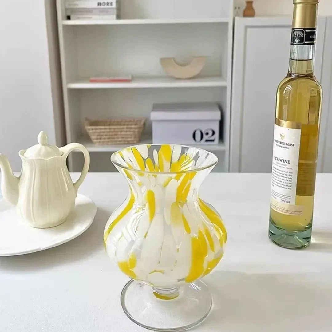 H goblet colored glass vase high-end sense hot sale antique light
