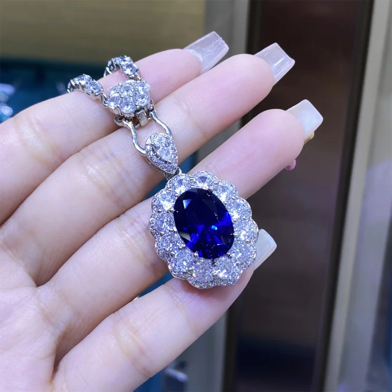 

Роскошное открытое кольцо Spinel с синим корундом и бриллиантами для женщин, элегантные серьги-подвески, комплект из трех предметов