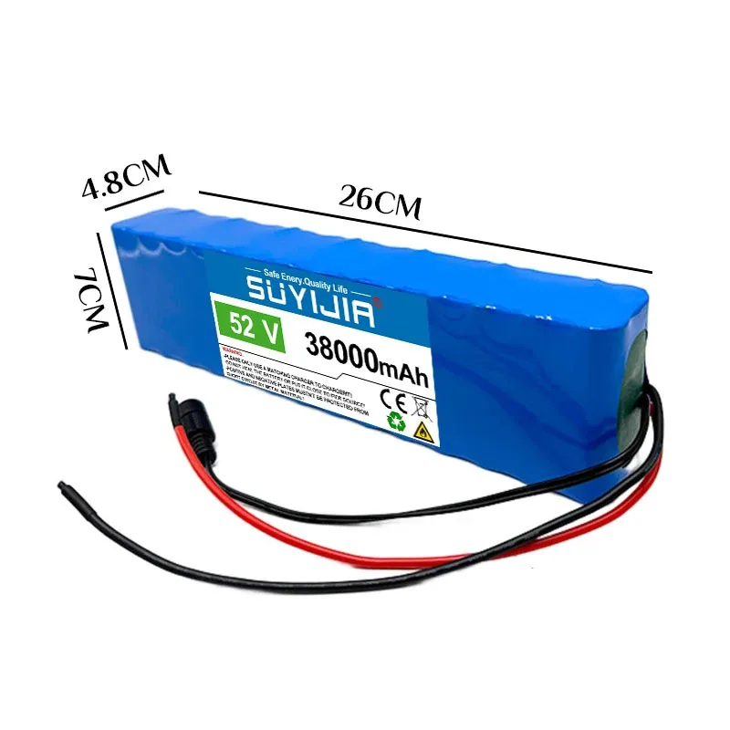 14S2P 52V 38000mah Lithium Batteries Pack 18650  Built-in Smart BMS for E-Bike Unicycle Scooter Wheel Chair W/ 58.8V 2A Charger