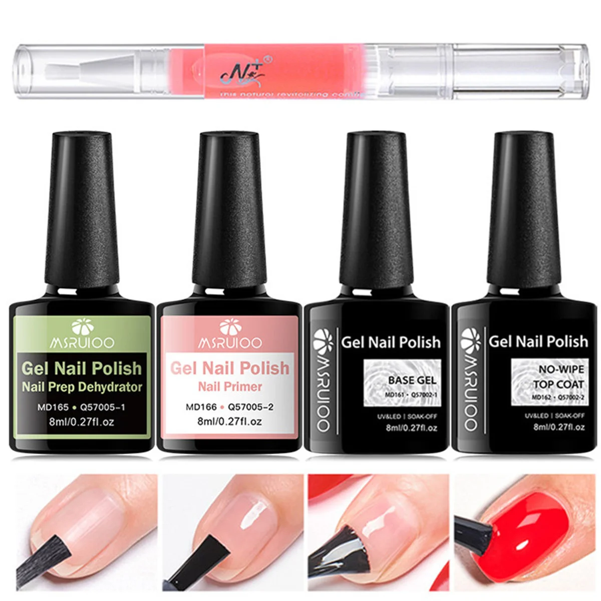 Acrylic No-acid Primer Nail Prep Dehydrator Nail Art Set With Gel Base And Top Coat Soak Off Gel Nail Polish Manicure Tool Kit