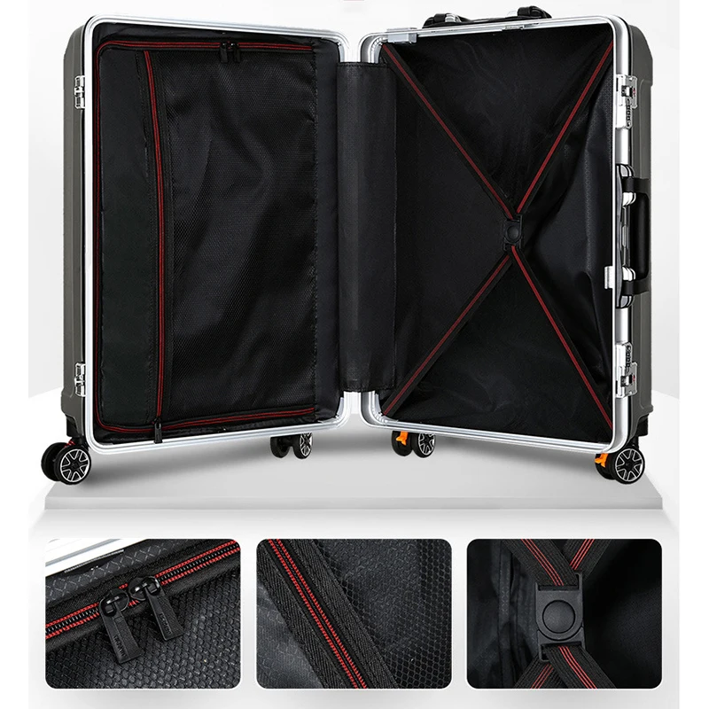 20/22/24/26 Inch Cabin Suitcase Large Capacity Travel Luggage For Men Women Aluminum Frame Trolley Case