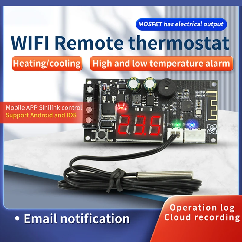 Remote WIFI Thermostat High Precision Temperature Controller Module Cooling And Heating APP Temperature Collection HighLow Alarm