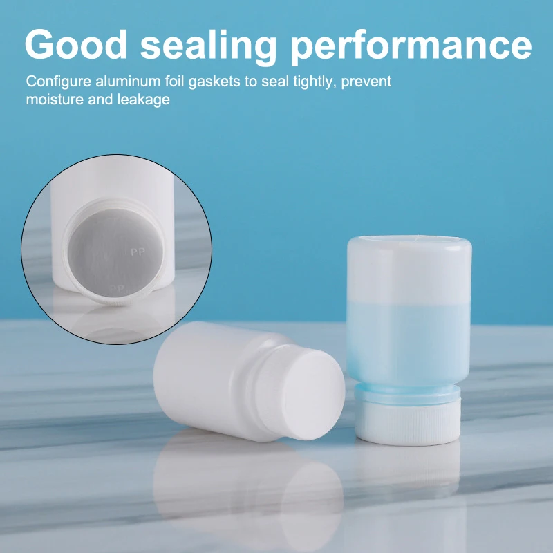 「1Pc 15-180g White Plastic Medicine Bottle With Screw Lid Food Grade PE Pill Storage Packing Container Pill Box Case Holder」