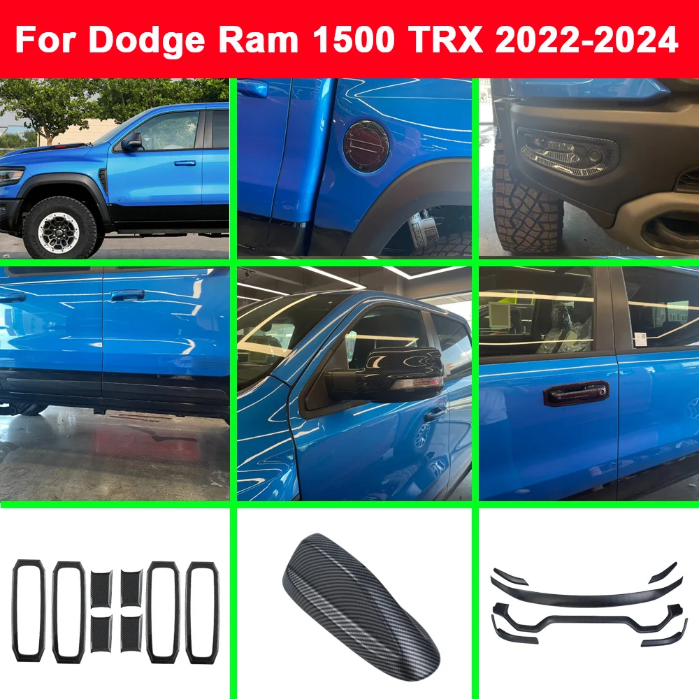 

Для Dodge Ram 1500 TRX 2022 2023 2024 ABS передний капот решетка радиатора зеркальная крышка Автомобильная рама отделка ручка Чаша топливный бак противотуманный зеркальный двигатель