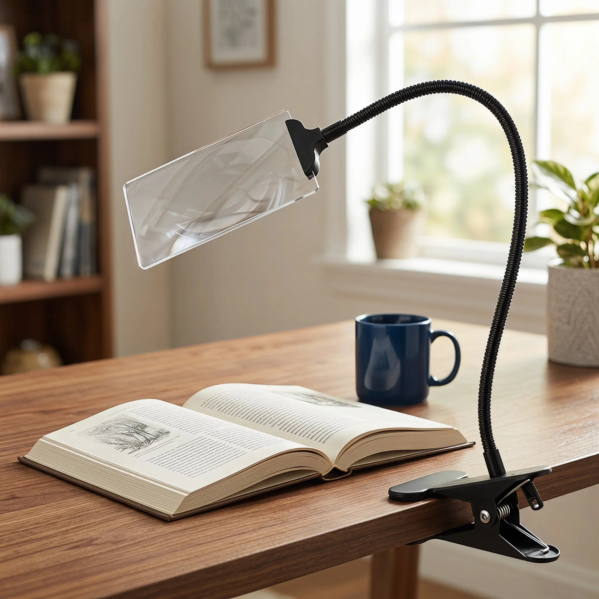 Big Hands Free Magnifier Flexible Bendable Hose Desktop Stand Magnifying Tool for Reading Embroidery Cross Stitch and Handwork