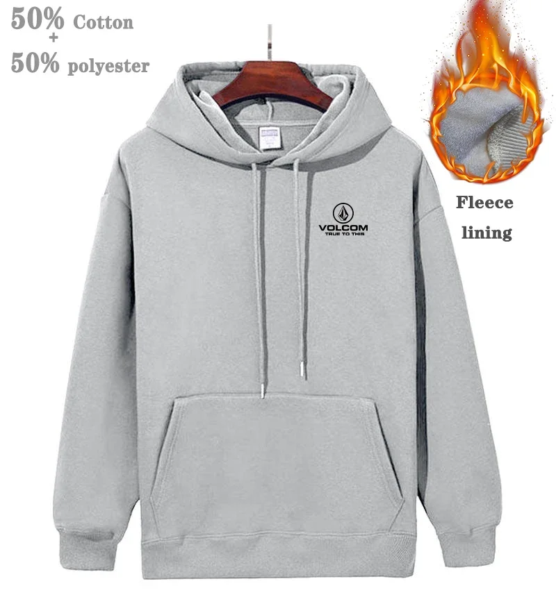 2024 Volcom Autumn Winter Hot Sale Plush Cotton Polyester Blend Men's and Women's Hoodies Printed Thickened Hoodie Sportswear