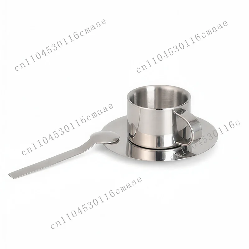 Minimalist Style 304 stainless steel insulated coffee cup, English afternoon tea cup, saucer, spoon, household water cup teacup