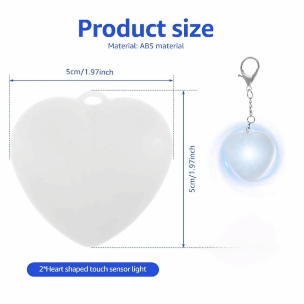 USB C Rechargeable Heart Shape Keychain Light Keychain Clip Heart Shaped Mini LED Bag Light Touch Switch LED Light