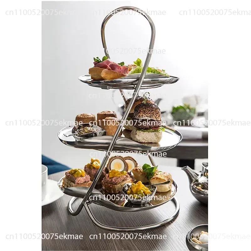 Stainless Steel Three-Tier Cake Display Stand, Afternoon Tea Dessert Stand, Fruit and Pastry Platter – Minimum Order of 2 Sets