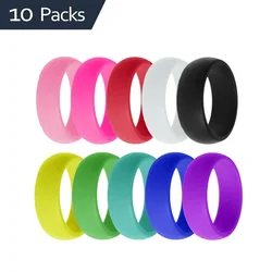 Geedyn 8mm Width Size 6-12 Rainbow Colour Set Silicone Ring for Man