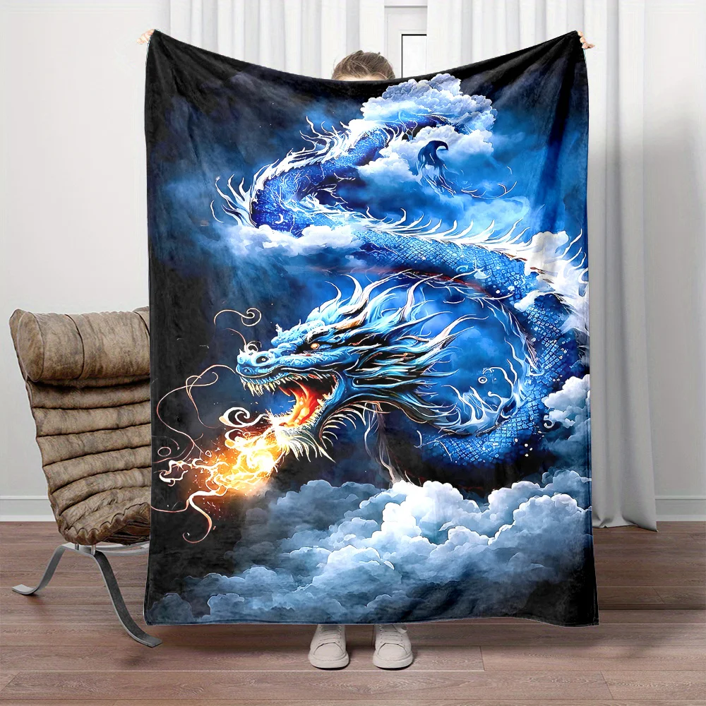 Flannel Fleece Throw Blanket with Digital Print, Polyester Non-Woven, Contemporary All-Season Reversible Blanket with Carto