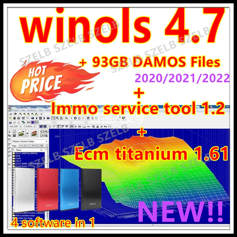 2025 Hot, Winols 4.7 Full Activated + 93GB WINOLS DAMOS BIG PACK + ECM TITANIUM 26100 + IMMO Service Tool v1.2 Unlimited Install