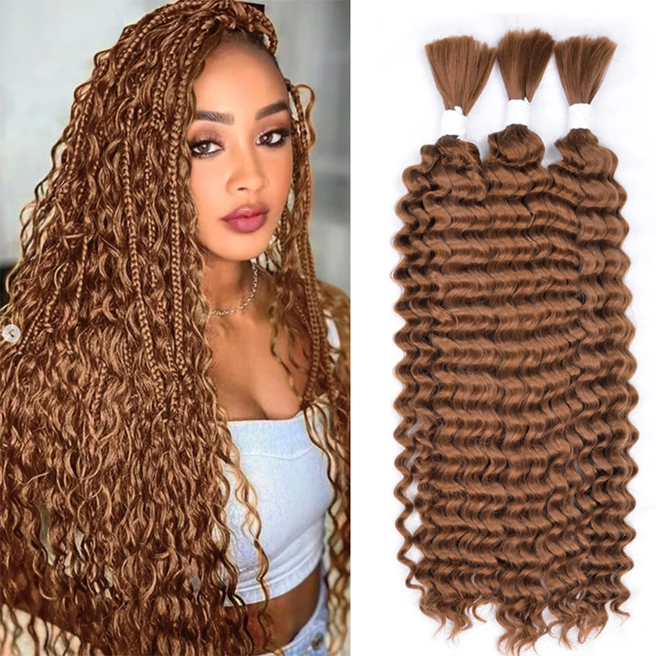 Bulk Braiding Hair Deep Wave Curly Highlight Blonde Colored 100g No Weft Human Hair Bundles Human Braiding Hair for Boho Braids