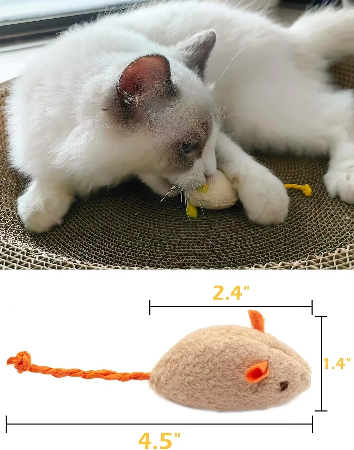 5pcs Rattle Cat Mouse Toys Also Prefilled Catnip Faux Fur Cat Mice Toys Interactive Cat Game Catnip Toys for Indoor Cats Toy
