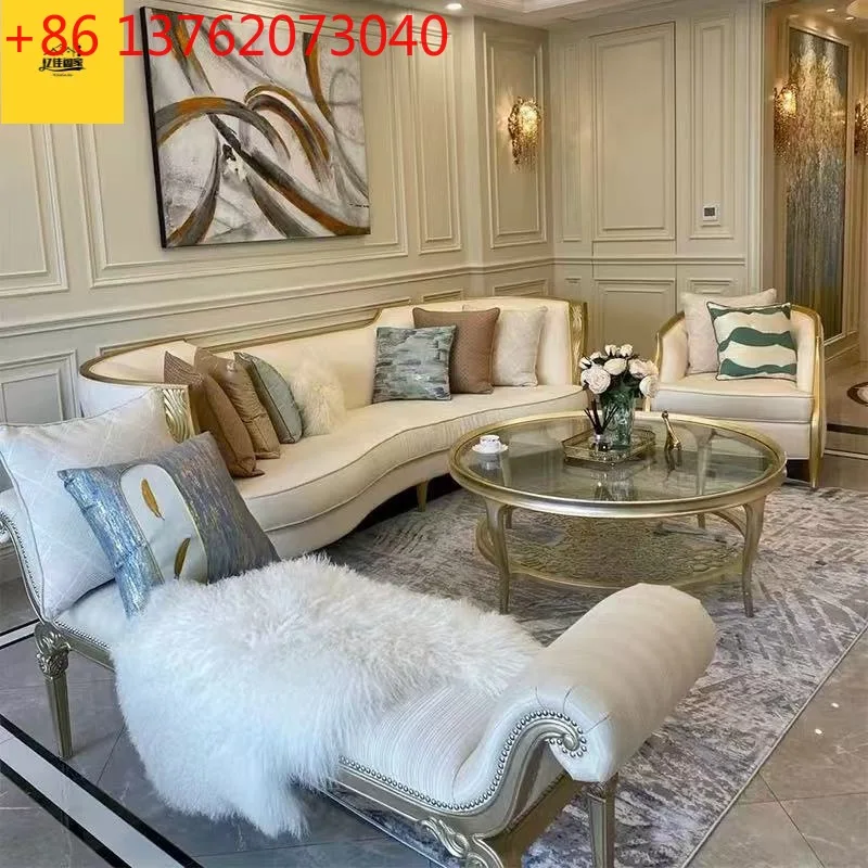 

Американский светлый роскошный диван Адела, комбинированная модель дома, французская легкая роскошь