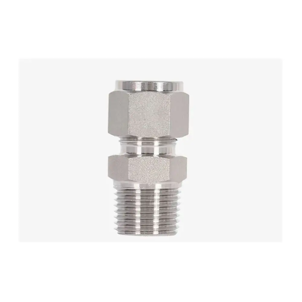 1 قطعة 1/8 "1/4" 3/8 "1/2" ذكر الموضوع إلى 3-16 مللي متر OD تركيب سريع الفولاذ المقاوم للصدأ مزدوج الطويق وصلة أنبوب 304 SS
