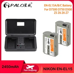 EN-EL15 EN EL15 Battery for Nikon D7500 D750 D500 Z5 Z6 Z6 Z7 EN-EL15C EN-EL15B EN-EL15A Bateria with Type-C Dual Slots Charger