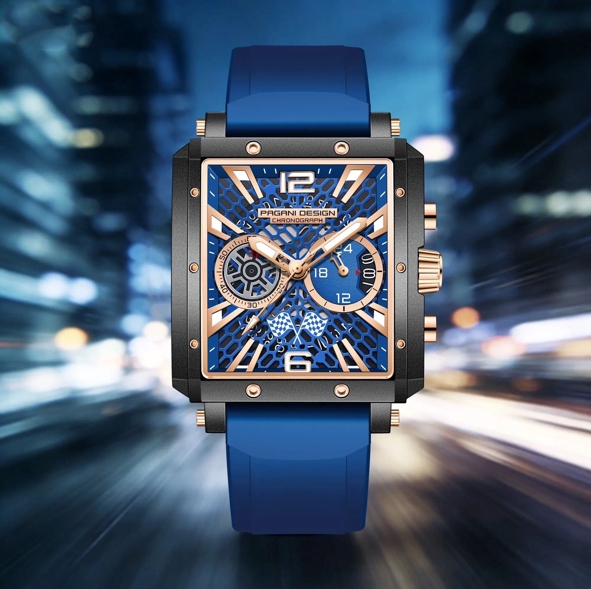 PAGANI DESIGN Men All-Match Quartz Watch Multi-Scene Adaptation Sapphire Mirror Date Display 50m Waterproof Luminous Chronograph