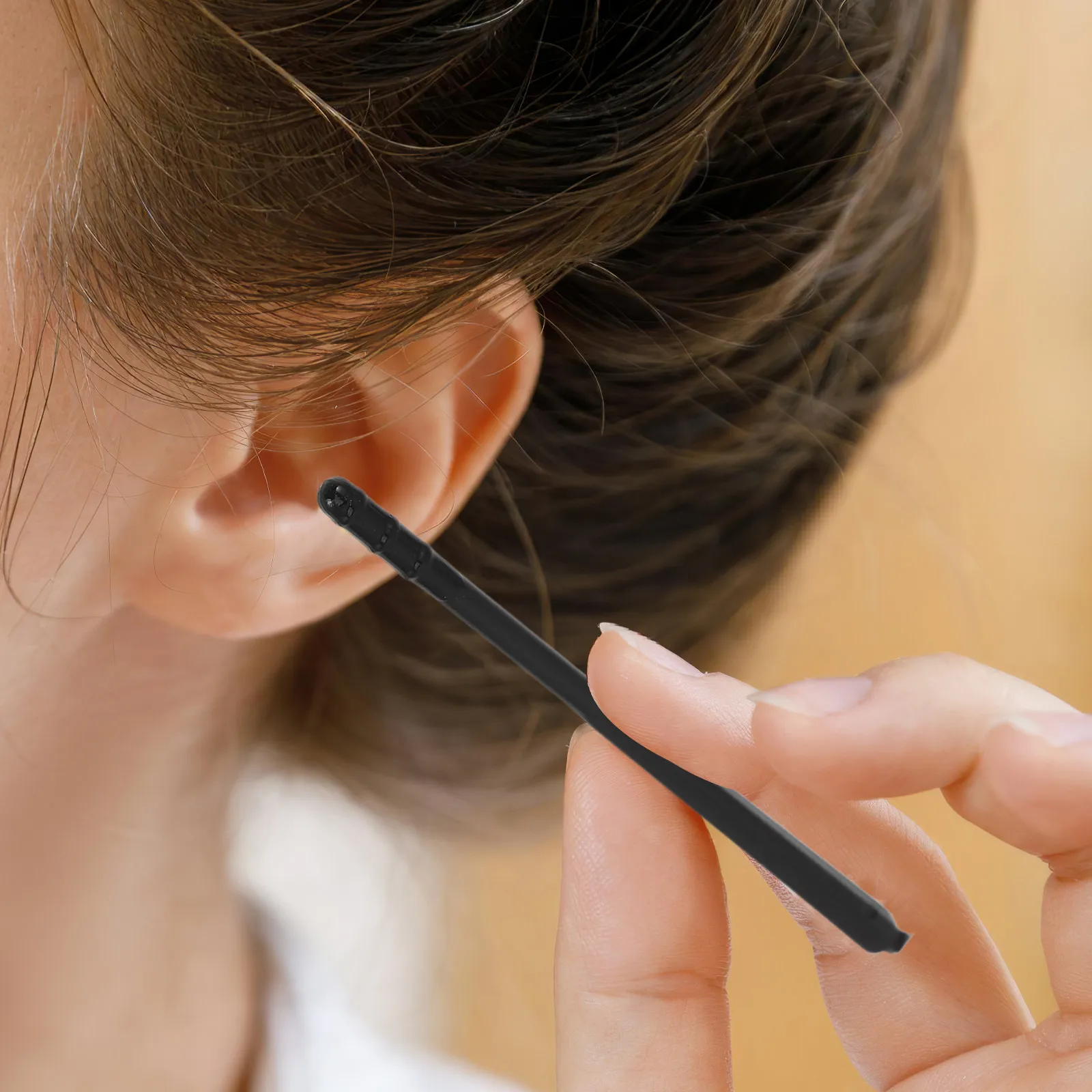 300Pcs Disposable Adhesive Ear Pick Black Sticky Earwax Cleaning Sticks for Home Travel Easy Safe Ear Wax Removal Tool