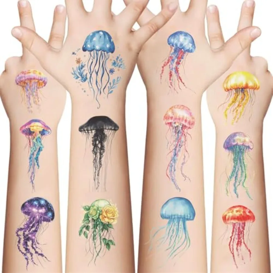 

Limited-time special offer 0 Sheets Animals Jellyfish Temporary Tattoo Stickers for Girls Boys Arm, Long Lasting Temp Bulk Colo