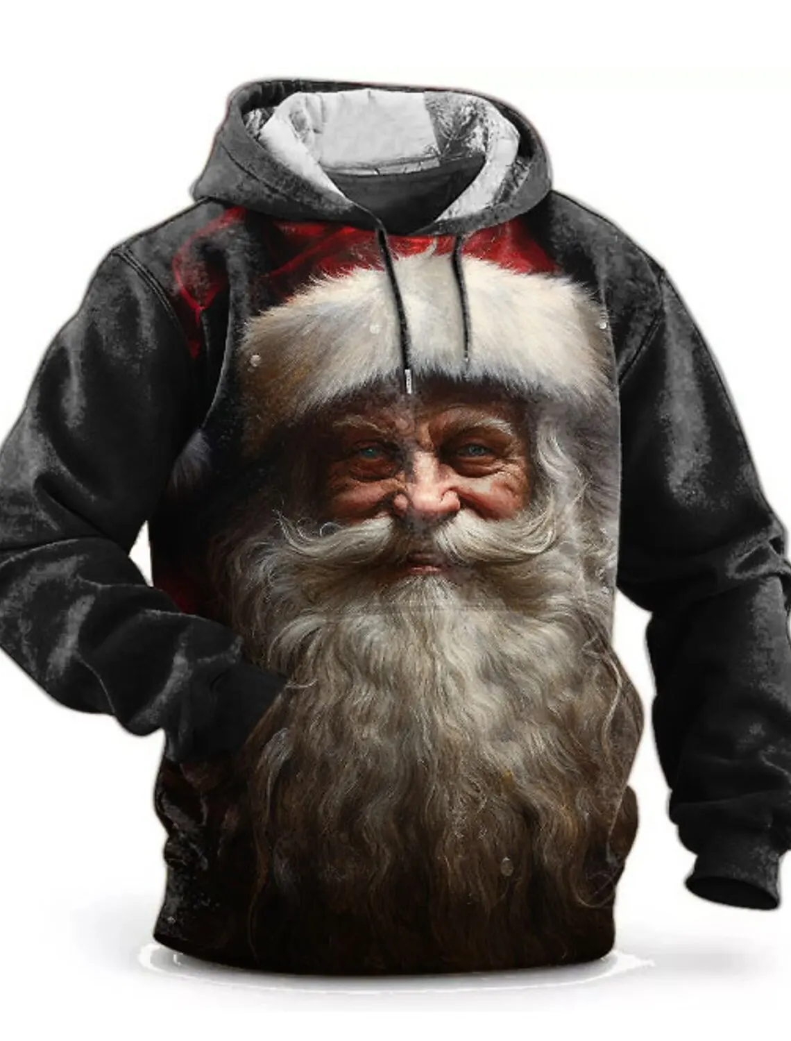 Graphic Santa Claus Men's Fashion 3D Print Hoodie Vacation Hoodies Long Sleeve Hooded Print Front Pocket Spring Fall Sweatshirt