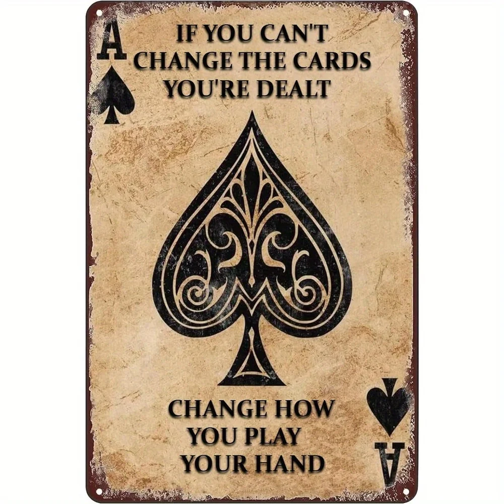 

8x12 or 12x16 feet available, one pack/two packs of vintage tinplate paintings, Ace of Spades poker metal tin sign wall