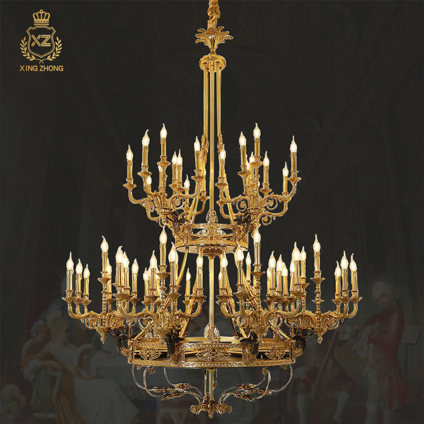 European Mid Century Antique Living Room Dining Room Large Brass Decor Chandelier Villa Hall Banquet Hall Grand Pendant Lamp