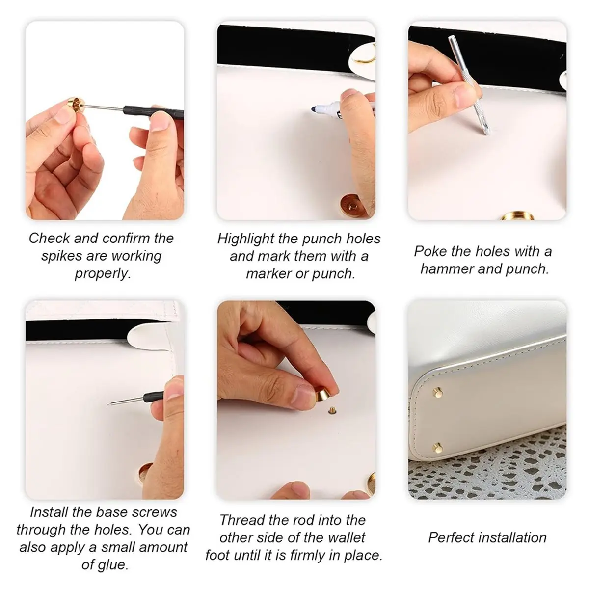 【BAAQ】 60 Pcs Alloy Purse Feet Set with Screwdriver & Hole Punch for DIY Handbag Protection