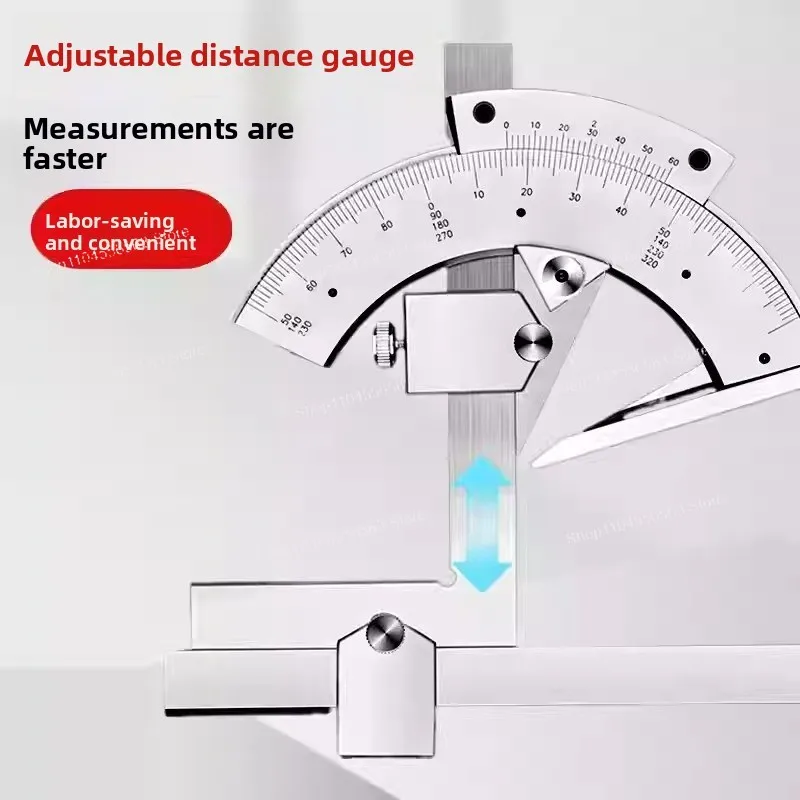 High-Quality Carbon Steel Universal Bevel Protractor | 0-320° 0.02 Accuracy Angle Measuring Ruler