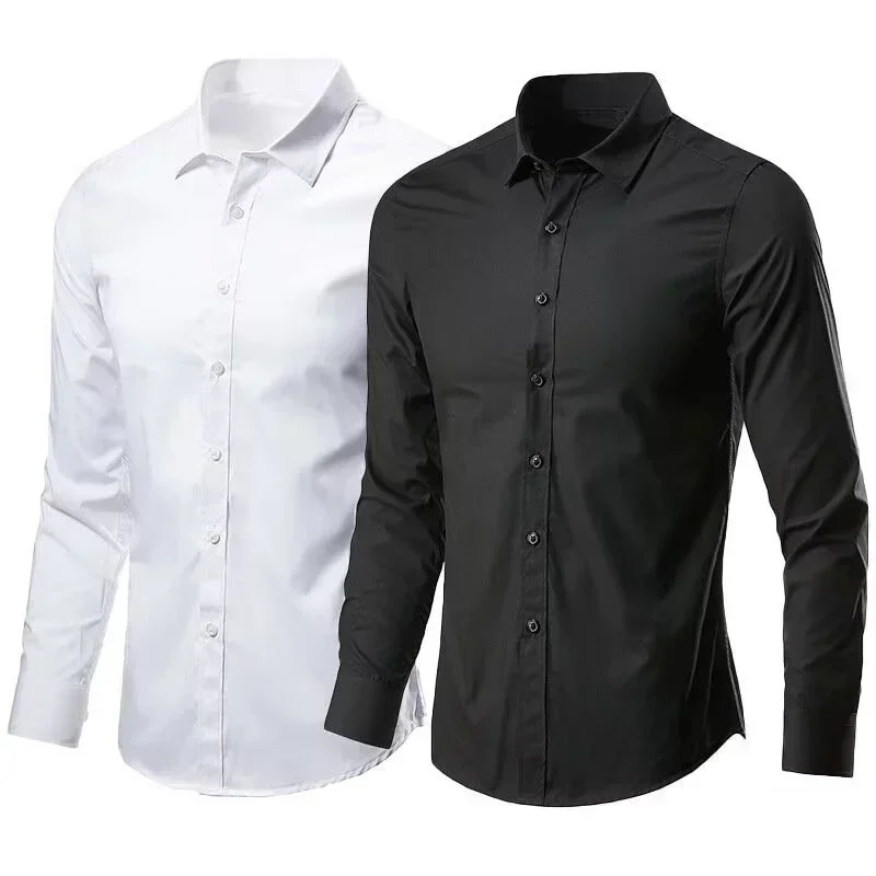 2026 Men Long Sleeve Solid Color Dress Shirt Male Formal Business Button Shirts Multi Colors Plus Size M-5XL Casual Tops