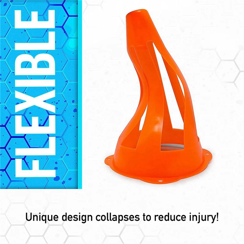 NALFI-8X Plastic Cones - Mini Sports Cones For Drills + Practice - Flexible Orange Goal Cones For Training + Games - 9 Inches