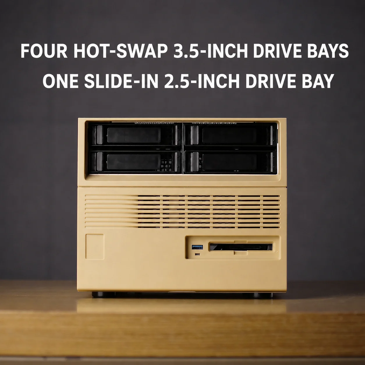 Beverly 4 Bay NAS Case Hot Swap 3.5 HDD Mini ITX UATX Home Server Chassis Flex SFX PSU Retro Computer Case