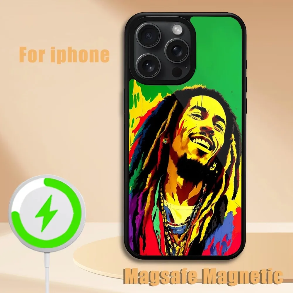 Bob Marley Singer  Phone Case For iPhone 11 12 13 14 15 Plus Pro Max Magsafe Magnetic Wireless Charging Cover