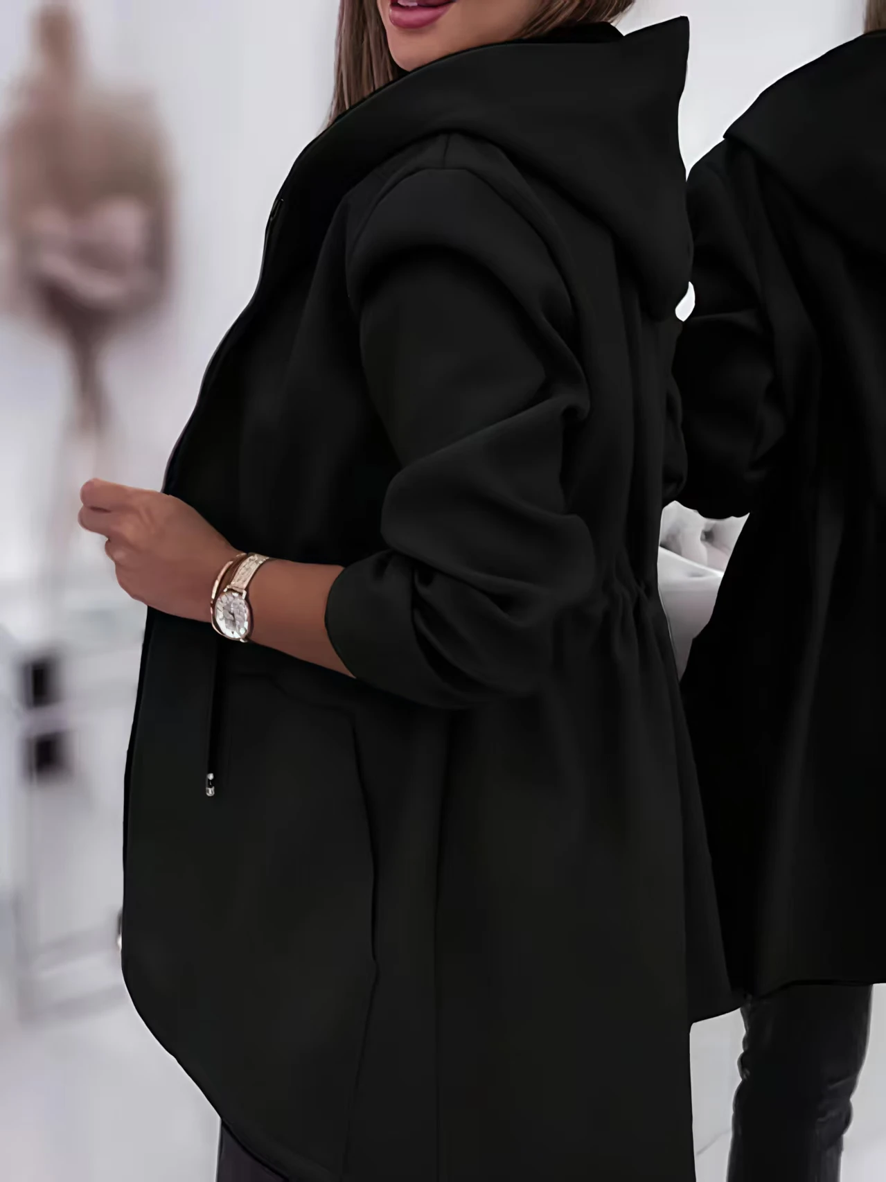 Chaqueta con cremallera y capucha de otoño e invierno informal y moderna para mujer con estilo europeo y americano