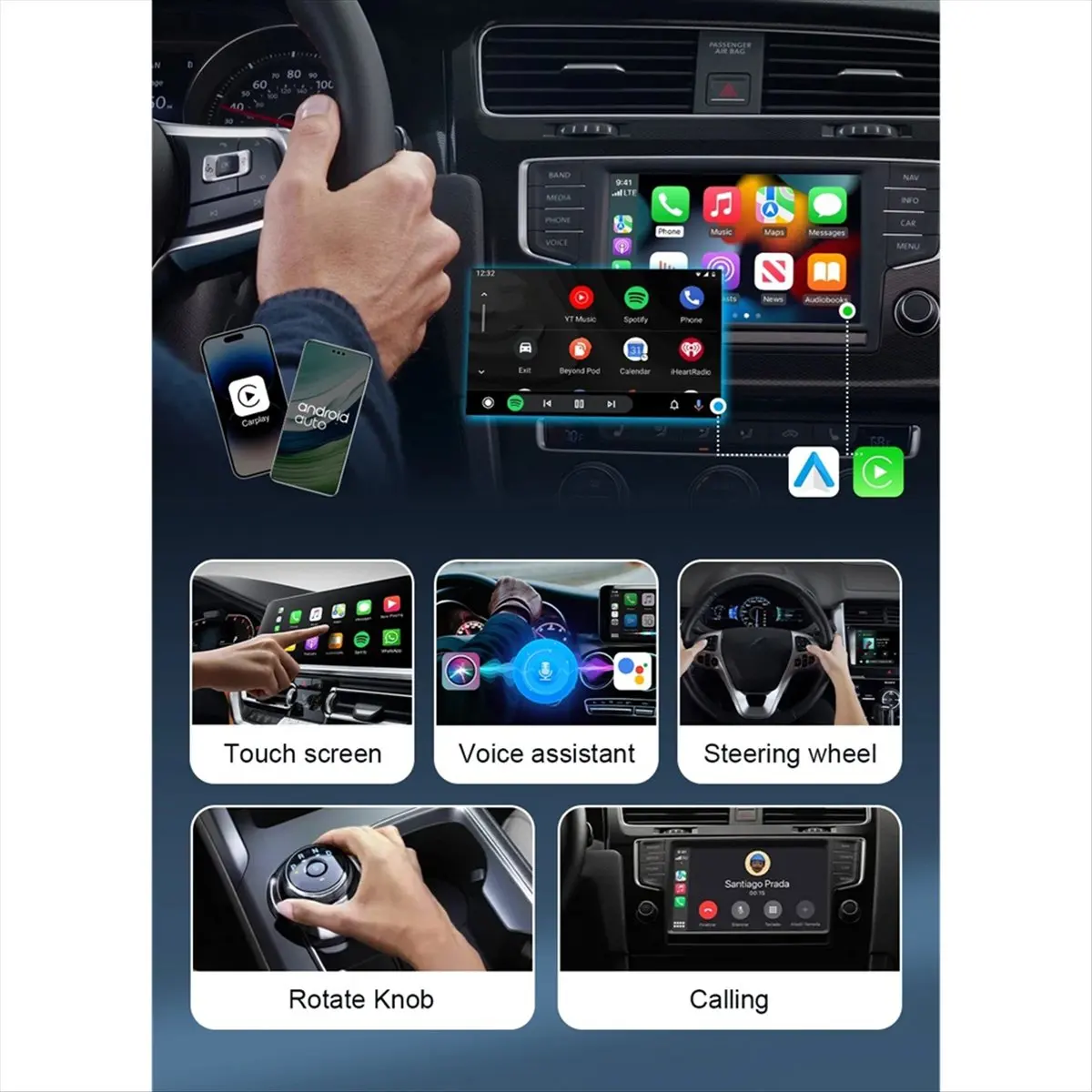 DT81 2-in-1 CarPlay Wireless Adapter CarPlay Mini Box for Android Auto Dongle for Audi and Volkswagen Car Radios