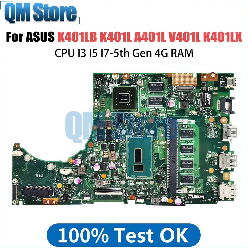 K401LB Notebook Mainboard For ASUS K401L A401L V401L K401LX Laptop Motherboard CPU I3 I5 I7 5th Gen 4G RAM GT940M V2G