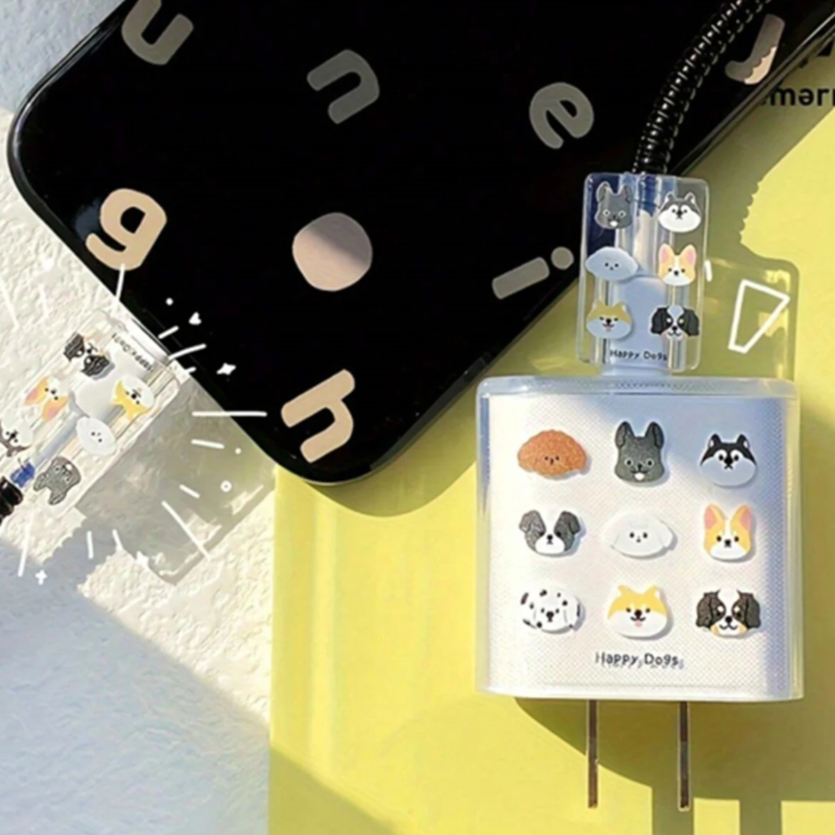 Panda Cat Dog Lucky Butterfly 5pcs Charging Data Cable Protector Winder Accessories For iPhone 18/20w Charger Protective Cover