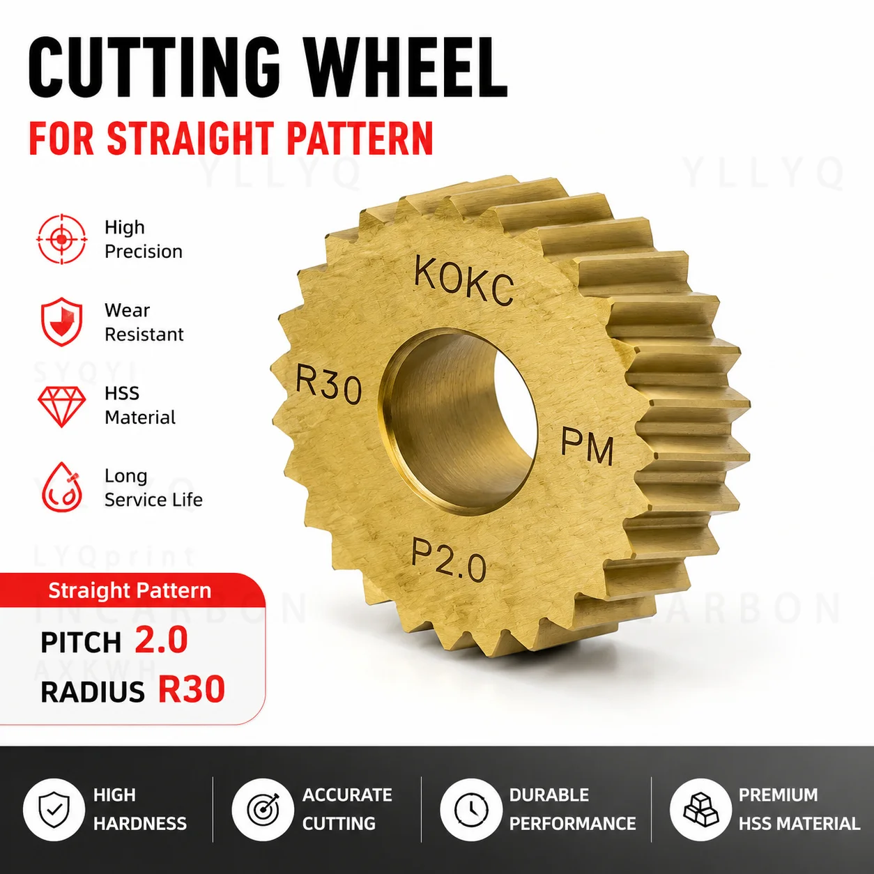 

KOKC Straight Pattern Cut Knurling Wheel 21.5x5x8mm BR30 Degree CNC Lathe Feeding Knurl Cutter Tool For Metal Turning