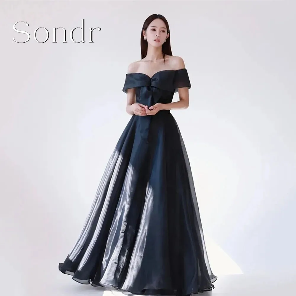 

Sondr Customized Silk Organza Women Evening Dresses Off the Shoulder Princess A Line Korean Wedding Snap Dresses for Bride