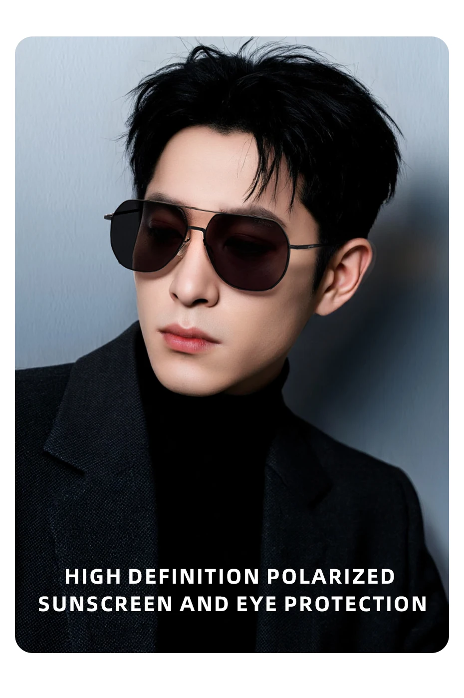 CAPONI Pilot Aviator Polarisierte Männer Sonnenbrille Klassische Doppel Brücke Designer Outdoor Sonnenbrille Anti Glare Schwarz Schatten CP35707 – Detail 4
