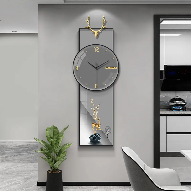Luxury Home Wall Decor Elk Wall Clocks Bedroom Wall Mounted Mute Watch Creative Art Digita Clock Room Decoration Quartz Clock