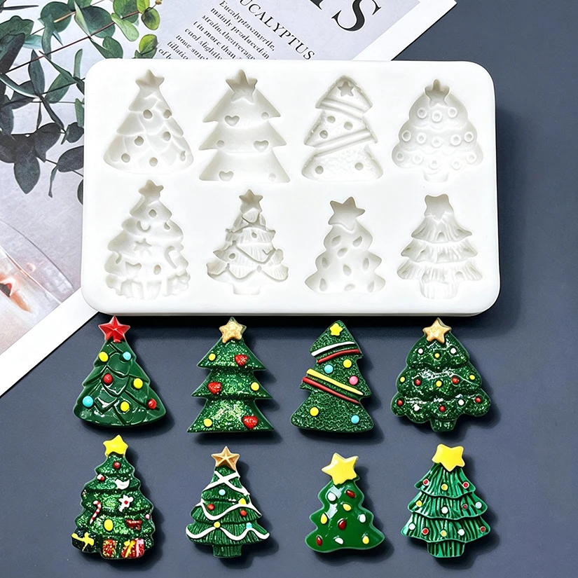 Weihnachtsbaum Silikon-Zuckergussform Harzwerkzeuge Cupcake-Backform Fondant-Kuchendekorationswerkzeuge